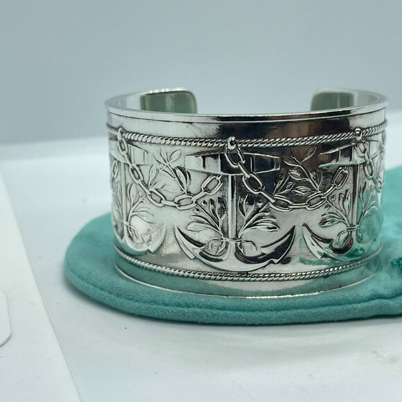 Vintage Tiffany & Co. Makers Anchor Motif Cuff Bracelet Sterling Silver 6.25" - Picture 11 of 16